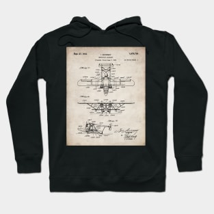 Seaplane Patent - Biwing Seaplane Art - Antique Hoodie